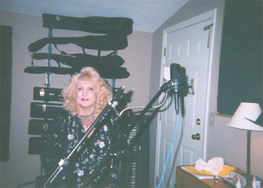 Jeannie getting ready for her vocal performance 